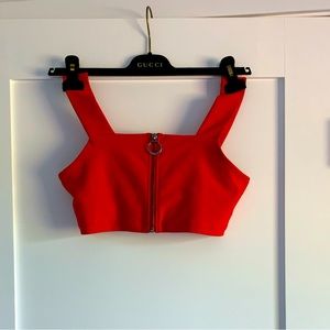 Alo Yoga Cherry Red Zip  Fast Sport Bra